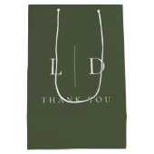 Olijfgroen Elegante Minimalistische Monogram Huwel Medium Cadeauzakje (Achterkant)