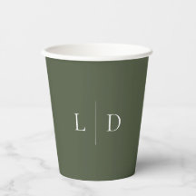 Olijfgroen Elegante Minimalistische Monogram Huwel