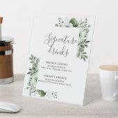 Olijfgroen Elegante Moderne Bloemen Signature Drin Reclamebord Met Voetstuk (Insitu)