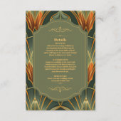 Olijfgroen Elegante  Vintage Wedding Informatiekaartje (Voorkant)