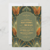 Olijfgroen Elegante  Vintage Wedding Kaart (Voorkant)