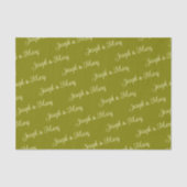 Olijfgroen en Elegante Crème Script Boho Bruiloft Tissuepapier (Voorkant)