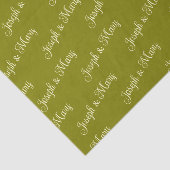 Olijfgroen en Elegante Crème Script Boho Bruiloft Tissuepapier (Detail)