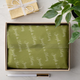 Olijfgroen en Elegante Crème Script Boho Bruiloft Tissuepapier
