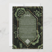 Olijfgroen en goud Bloemen Details & bruiloft Kaart (Achterkant)