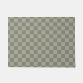 Olijfgroen en grijs geruit patroonontwerp deurmat (Voorkant)