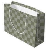 Olijfgroen en grijs geruit patroonontwerp groot cadeauzakje (Achterkant Gekanteld)