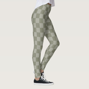 Olijfgroen en grijs geruit patroonontwerp leggings