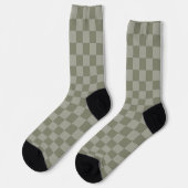 Olijfgroen en grijs geruit patroonontwerp sokken (Links)