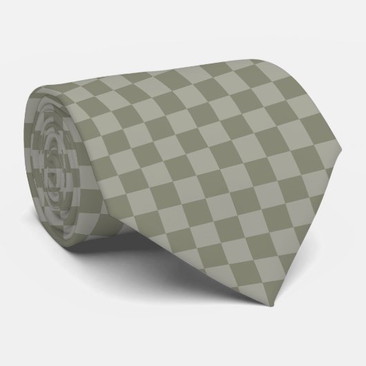 Olijfgroen en grijs geruit patroonontwerp stropdas (Opgerold)