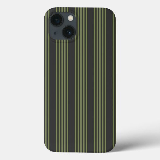 Olijfgroen en houtskool met vijf strepen Case-Mate iPhone case (Achterkant)