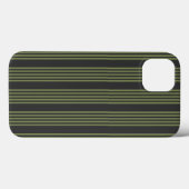Olijfgroen en houtskool met vijf strepen Case-Mate iPhone case (Achterkant (horizontaal))