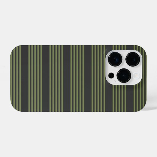 Olijfgroen en houtskool met vijf strepen iPhone hoesje (Achterkant horizontaal)