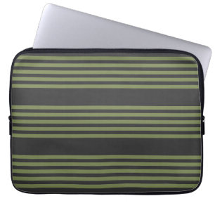 Olijfgroen en houtskool met vijf strepen laptop sleeve