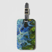 Olijfgroen en Ice Blue Marble Swirl Bagagelabel (Voorkant (verticaal))