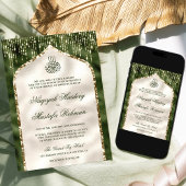 Olijfgroen en Ivory Gold Glitter Arch Muslim Kaart