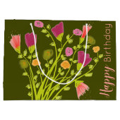 Olijfgroen en koraal groot cadeauzakje (Achterkant)