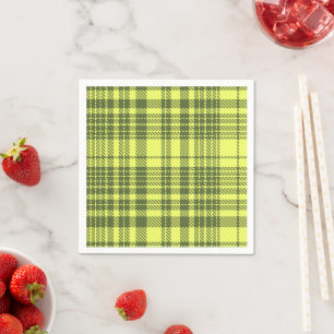 Olijfgroen en limoengele Plaid Tartan Servet