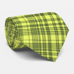 Olijfgroen en limoengele Plaid Tartan Stropdas