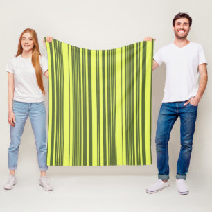Olijfgroen en limoengele strepen fleece deken