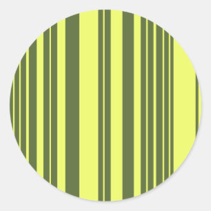 Olijfgroen en limoengele strepen ronde sticker