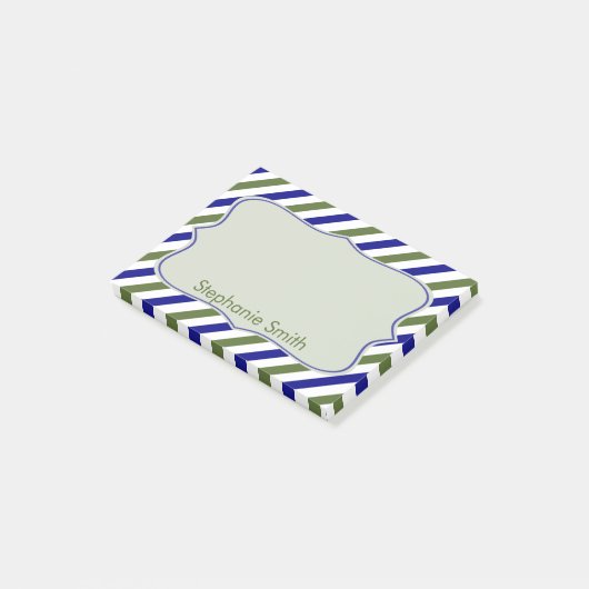 Olijfgroen en marineblauw blikstrips post-it® notes (Schuin)