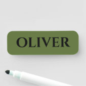 Olijfgroen en minimalistische zwarte naam naamplaatje (In situ)