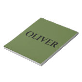 Olijfgroen en minimalistische zwarte naam notitieblok (Linkerzijde)