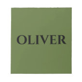 Olijfgroen en minimalistische zwarte naam notitieblok (Voorkant)