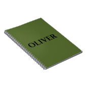 Olijfgroen en minimalistische zwarte naam notitieboek (Rechterzijde)