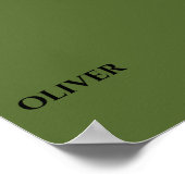 Olijfgroen en minimalistische zwarte naam poster (Hoek)
