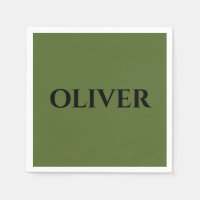 Olijfgroen en minimalistische zwarte naam