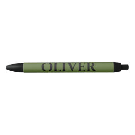 Olijfgroen en minimalistische zwarte naam zwarte inkt pen