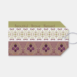 Olijfgroen en Paars Cadeaulabel