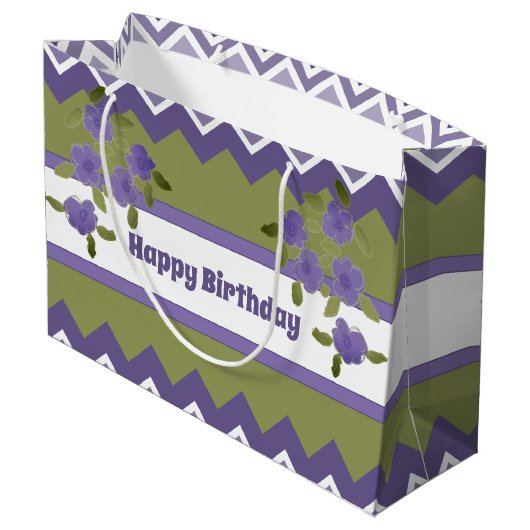 Olijfgroen en Paars drijfveer Groot Cadeauzakje (Achterkant Gekanteld)