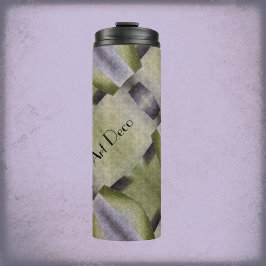 Olijfgroen en Paars kunstdeco Abstract Thermosbeker