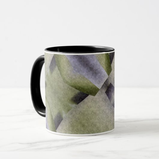 Olijfgroen en Paarse kunst Deco Abstracte Mok (Voorkant links)