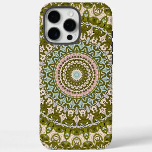 Olijfgroen en Pastel Mandala Patroon iPhone 16 Pro Max Hoesje