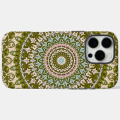 Olijfgroen en Pastel Mandala Patroon Case-Mate iPhone Case (Achterkant (horizontaal))