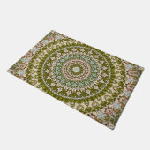 Olijfgroen en Pastel Mandala Patroon Deurmat (Schuin)