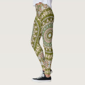 Olijfgroen en pastel mandala patroon leggings (Links)