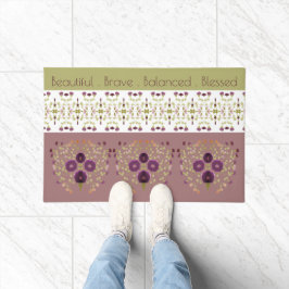 Olijfgroen en Roos Deurmat