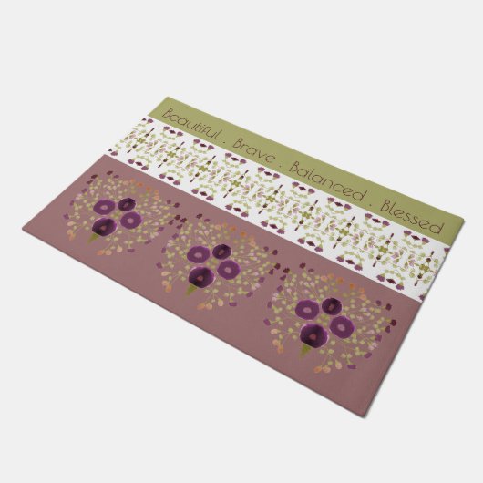 Olijfgroen en Roos Deurmat (Schuin)