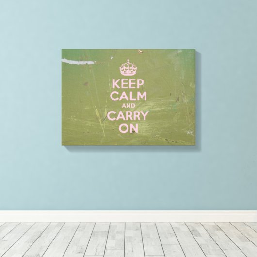 Olijfgroen en roze kalm houden canvas afdruk (Insitu (Houten vloer))