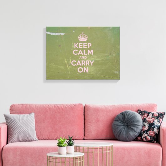 Olijfgroen en roze kalm houden canvas afdruk (Insitu (Woonkamer))