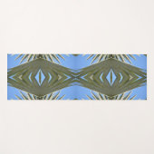Olijfgroen en Sky Blue Palm Fronds Boho Chic Yogamat (Voorkant (horizontaal))
