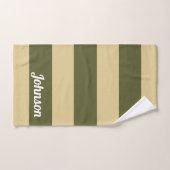 Olijfgroen en Tan Stripes Bad Handdoek (Handdoek)