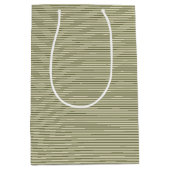 Olijfgroen en Tan Thin Stripes Medium Cadeauzakje (Voorkant)