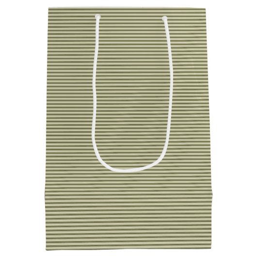 Olijfgroen en Tan Thin Stripes Medium Cadeauzakje (Achterkant)