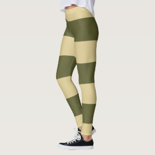 Olijfgroen en Tannestrepen Leggings